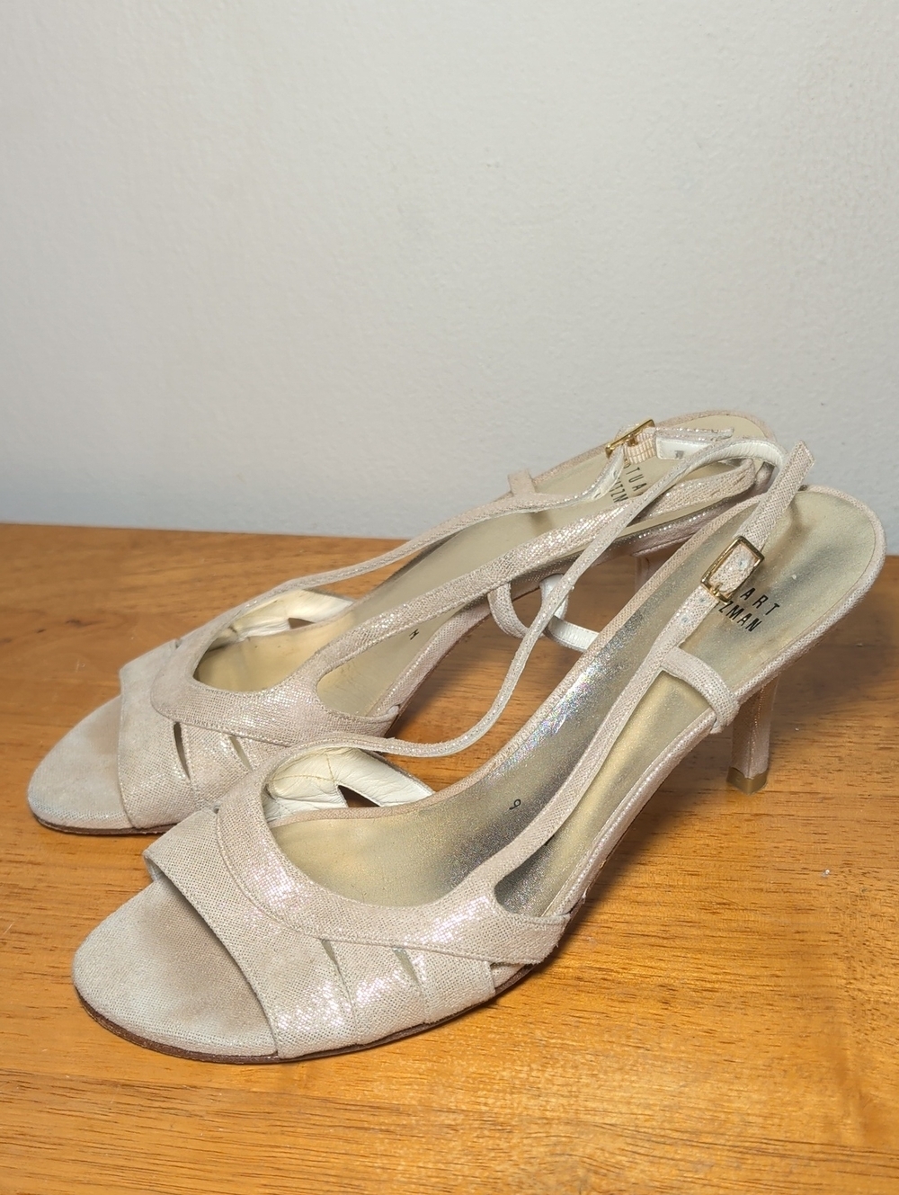 Stuart Weitzman Mischievous Slingback Sandals Frosting Cipria Colorway Size 9M